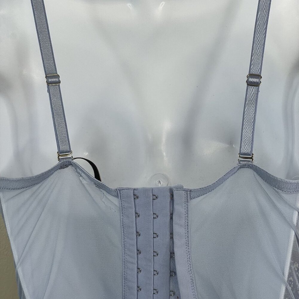 Victoria's Secret Coquette Lace Corset Lingerie Top 34C Ice Blue Layering Y2K - Picture 13 of 13